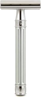 Edwin Jagger 3ONE6 DE Stainless Steel Safety Razor, Grooved, 1x Pack of DE Razor Blades (Anodized Si