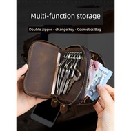 dompet perempuan dompet perempuan cute Retro Ladies Mini Zipper Storage Bag Handmade Genuine Leather