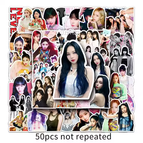 50PCS KPOP celebrity cartoon luggage stickers for aespa, waterproof graffiti stickers for DIY scoote
