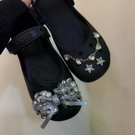 Ins Bow Hole Shoes Flower Shoes crocs Mary Jane Shoes Flower Buckle Shoes Chain diy Accessories Dopa