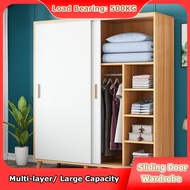 2 Door Wardrobe Cabinet Sliding Door Multilayer Clothes Storage Wardrobe Wooden Wardrobe Cabinet