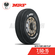 MRF Tire 7.50-15 14PR Rib Supermiler (Made in India) w/ Free Interior Tube and Flap 750x15 truck tir