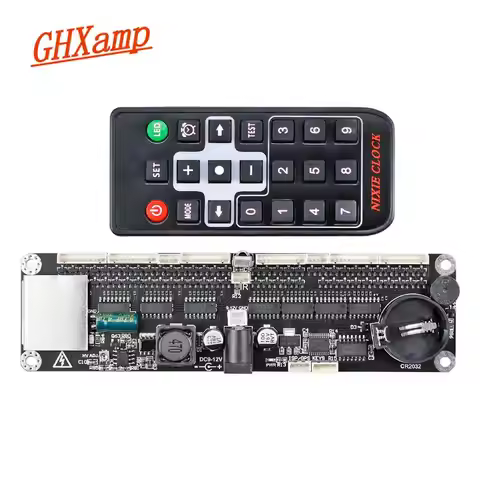 GHXAMP 6-Digit Universal Glow Nixie Clock Tubes Control Motherboard MAX1771 Remote Control IN12 IN14