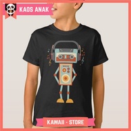 Wellcoda Robot Music Tape Dj Headphones Premium Quality Kids T-Shirt