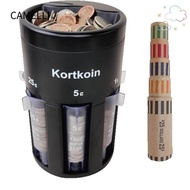 CAMELLI Coin Sorter, 1/5/10/25 Denomination Savings Plan Piggy Bank,  5-in-1 Rotating USD Coin Stora