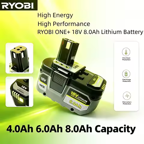 RYOBI 18V 8.0Ah Lithium Ion Battery,Fit RYOBI ONE+ Cordless Drill Saw Blower Weeder Trimmer Grinder 