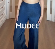 MUDEE Elegant High-Waist Stretchy Denim Flare Pants Full Length Loose Fit