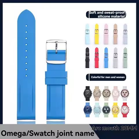 For Omega x Swatch Planetary Co branded Constellation Moon Rubber Silicone Watch Strap 20mm Arc mout