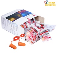 3M Disposable Earplugs Soft Sponge Foam (Corded with String) Anti Noise Ear Protection Orange Neon 1