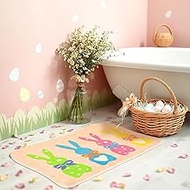 FEBSNOW Easter Bunny Bathroom Rug, Non-Slip Water Absorbent Bath Mats Decorations for Bathroom, Bunn