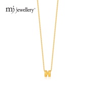 MJ Jewellery 999.9/24K Pure Gold Mini H with 916/22K Gold Polo Chain Necklace Set