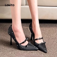 Elegant Plain Rhinestone Bow Retro Temperament Ballet Style Pointed Stiletto Heels Heel for Women LF