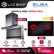 Elba Designer Hood EH-H9321ST(BK) Combo with Built-In Induction Ceramic Cooker Vees HL-400K | HL-400