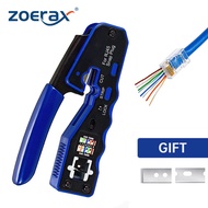 ZoeRax RJ45 Crimp Tool Pass Through Crimper Cutter for Cat6a Cat6 Cat5 8P8C Modular Connector Ethern