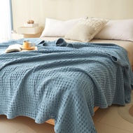 codWaffle Muslin Cotton Throw Blanket Large Bed Cover Sheet Soft Warm Plaid Home Car Nap Couch Sofa 