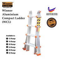 Winner Ladder Aluminium Compact Ladder 12/16/20/24/28/32 Steps Multipurpose Ladder 150KG Duty Rating
