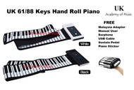 Rechargeable Bluetooth 61/88 Keys Waterproof silicone flexible hand roll / roll up piano soft digital piano keyboard