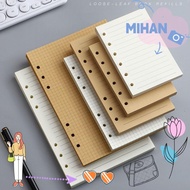 MIHAN 80Sheets Loose Leaf Paper, Horizontal Line/Blank Kraft Paper Notebook Refill Paper, Durable A5