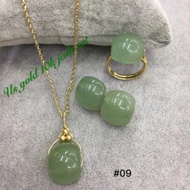 AUTHENTIC US 10K GOLD JADE  JEWELLERY SET