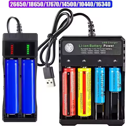 18650 Lithium Battery Chargers 2 / 4 Slots Dual DC 4.2 V 1000mA for 18500 14650 Rechargeable Battery