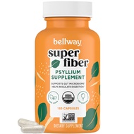 Super Fiber Capsules - USDA Organic Psyllium Husk Capsules - Daily Psyllium Husk Fiber Supplement fo