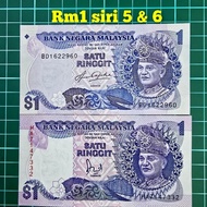 (A23) rm1 siri 5 dan 6 duit kertas lama duit lama duit rm1 lama dai duit lama barang lama antique ma