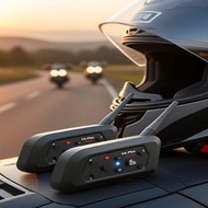 Motorcycle Helmet Bluetooth 5.1 Intercom Headset, 6-Rider Communication, Waterproof, MP3 Playback, S