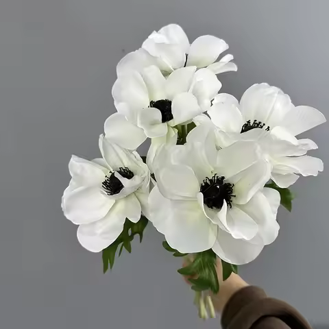 Simulation Flowers 3D Printing Real Touch Poppy Branch Fake Flower Artificial Blue Purple Anemone Sh