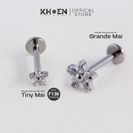 (1 Piece) Round Apricot Flower Earrings - Titanium F136 - Earrings store