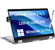 Dell Latitude 5330 2-in-1 Business Laptop (13.3" FHD Touchscreen, Intel 10-Core i5-1245U, 16GB RAM, 