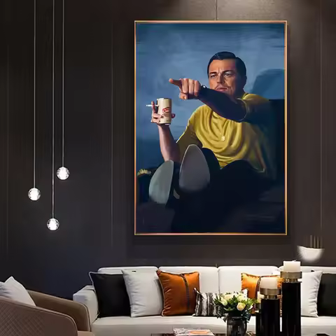 Pointing Leo Meme Poster The Wolf of Wall Street Funny Canvas Painting Inspired Wall Art Pictures Ho