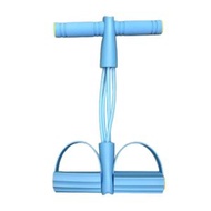 多功能四管腳蹬拉力器腳踏彈力繩仰卧起坐輔助器健腹器（藍色）