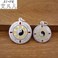 999 Sterling Silver Tai Chi Gossip Pendant Boys Girls Children Baby Pure Silver Pendant Peace Mounta