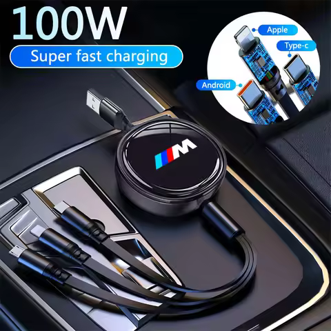 3-in-1 Car Interface Charger Data Cable Safe Fast Charging For BMW M Emblem E46 E36 E34 F10 E90 F30 