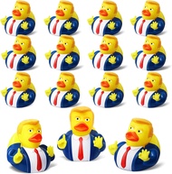 12 Pcs Donald Trump Rubber Ducks Funny Trump Duckies President Theme Baby Bath Toy Jeep Ducking Gift