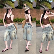 (S-2Xl ) HHCHOU Painted Ripped Shorts with Flap Pockets H9999