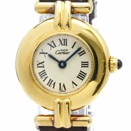CARTIER Must Colisee 鍍金皮革石英女士手錶 590002 BF571706