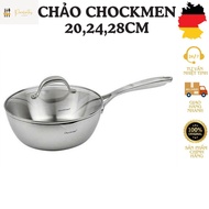CHOCKMEN deep stainless steel pan, deep pan with lid size 20,24,28cm, non-stick pan, pan with lid