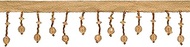 1 1/2" Handcrafted Lantern Beaded Fringe Trim (B40682-AC) / Oak Brown Solid #E20 (Light Warm Brown) 