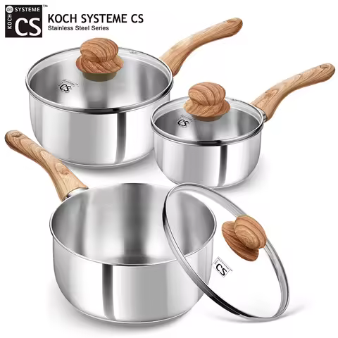 KOCH SYSTEME CS Stainless Steel Saucepan 1QT/2QT/3QT Milk Pot Stewpot with Heat-resistant Bakelite H