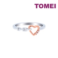 TOMEI Binding With Love Ring, White+Rose Gold 585