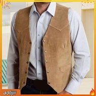 Men Old West Style Vest Men Suit Vest Mens Vintage Style Sleeveless Waistcoat with Pockets Formal Bu