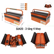 SU420 3-Tier 4-Tray Tool Box, Alloy Material, Convenient Handle, Outstanding Colors