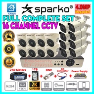 Sparko 4MP Full Set DIY 16 CHANNEL Full HD 1080P CCTV 16 CH DVR + Camera + Hard Disk + Power Supply 
