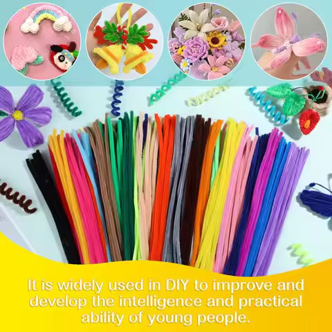Fenrry 100PCS Pipe Cleaners Chenille Stem Solid Color Pipe Cleaners Set for Pipe Cleaners DIY Arts C