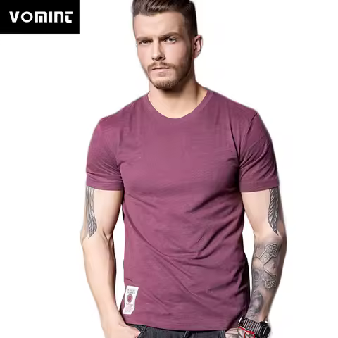 New Solid T-Shirt Mens Short Sleeve T-shirt Cotton Multi Pure Color Fancy Yarns Washing Tee Shirt fo