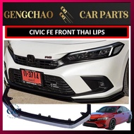 HONDA CIVIC FE 2022 FRONT THAI LIPS / FRONT BODYKIT / FRONT LIPS DISFFUSOR PIANO BLACK / CARBON FIBER (PP MATERIAL)