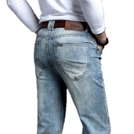 คาวบอยวินเทจ Bule ผู้ชายกางเกงยีนส์มาใหม่2023แฟชั่นยืดกางเกงยีนส์คลาสสิกชายออกแบบตรงพอดีกางเกงขนาด38 40