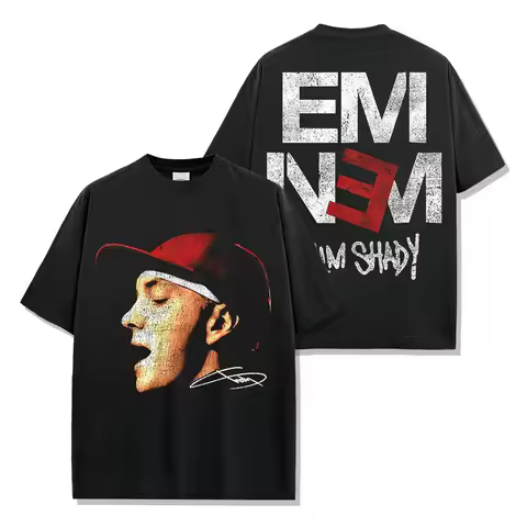 American Hip Hop Eminem Eminem Printed Short Sleeve T-Shirt Casual Crew Neck Men's and Women's Retro