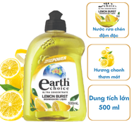 Nước rửa chén đậm đặc kháng khuẩn hữu cơ Earth Choice hương chanh 500ml - NK Úc